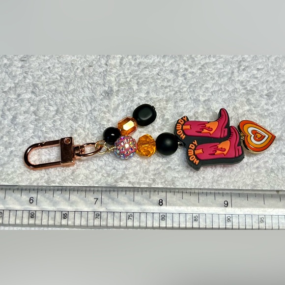 🐄🤠stunning colors on a funky key fob -zipper pull-purse charm/cowgirl bling - Picture 5 of 6